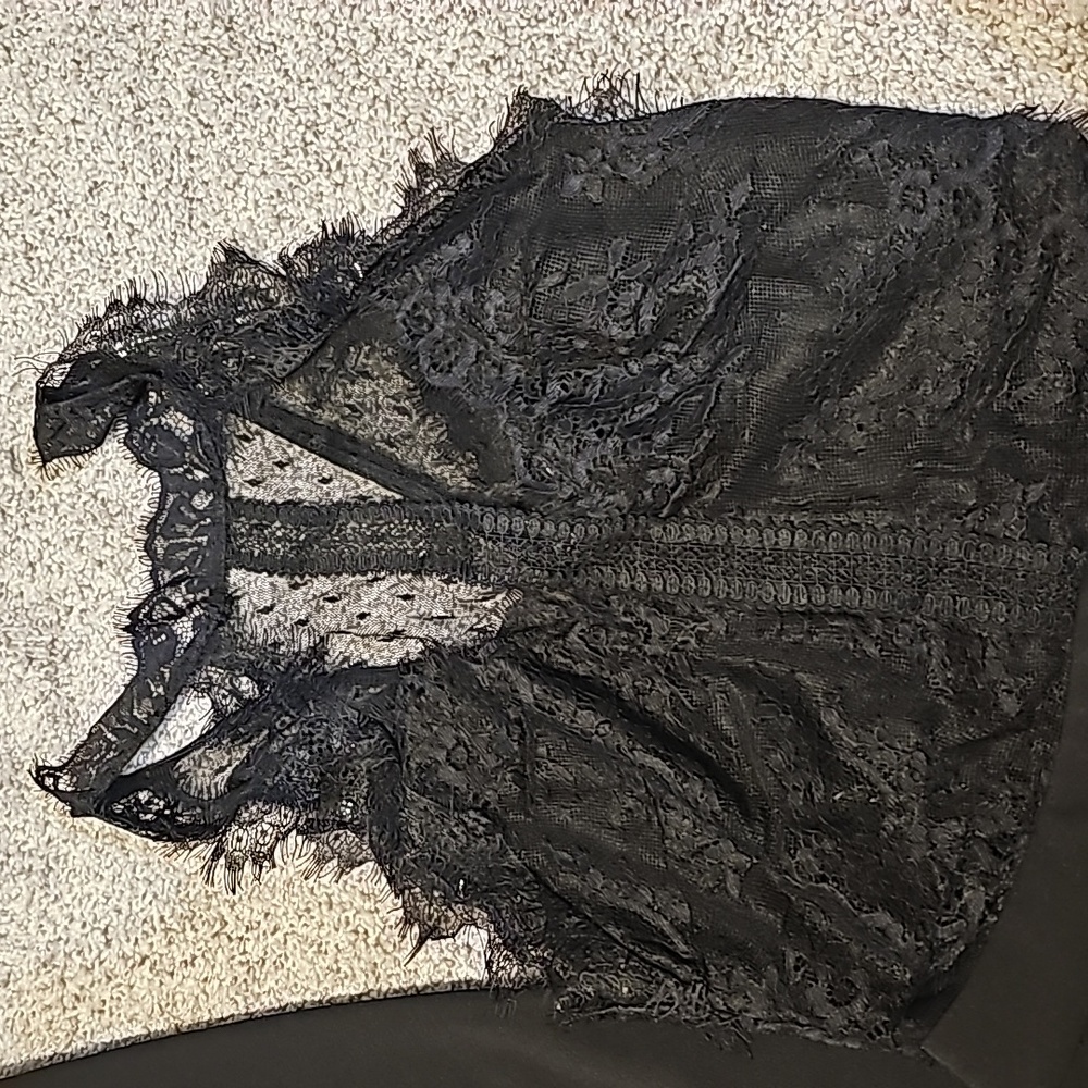 Express Black Halter Lace Pieced Jumpsuit - Picture 7 of 8
